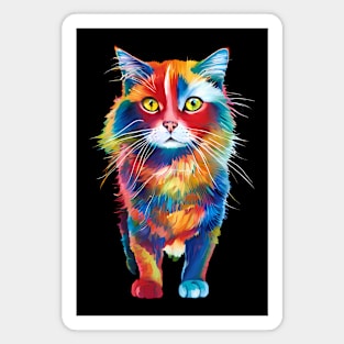 Colorful cat art - rainbow colors kitty Magnet